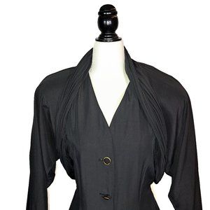 Tailored Black Coat Dress Vintage 80s